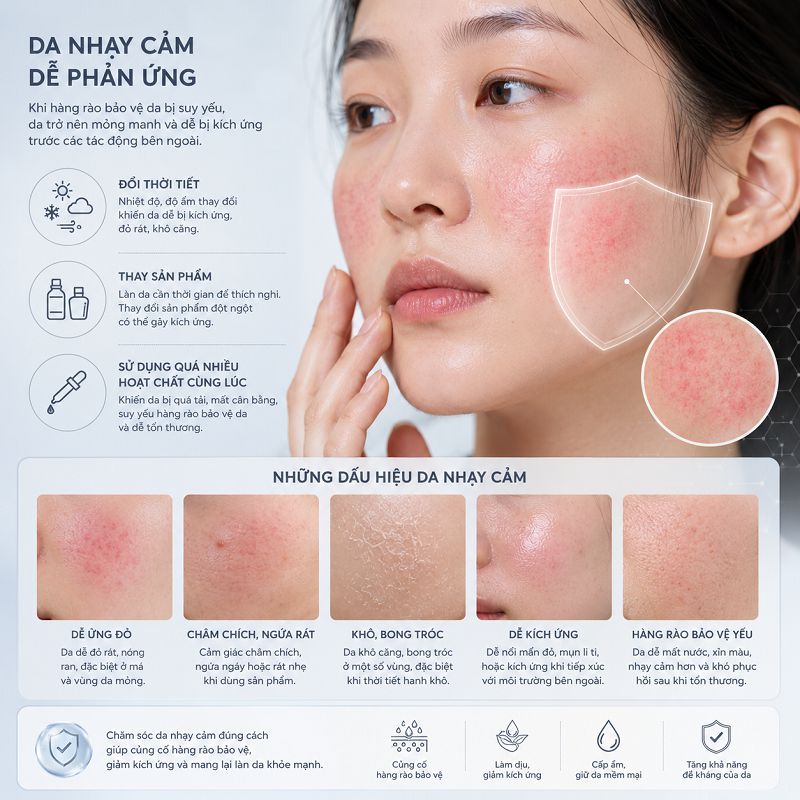 Nguyên nhân khiến làn da trở nên nhạy cảm và dễ kích ứng